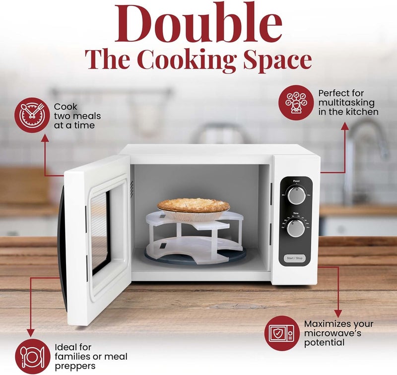 DoubleWave Mini Neutral two tier microwave plate stacker | Microwave heated dinner plate stacker for faster cooking efficiency | BPA Free plate stacker for durable and long-lasting use (Mini) - Image 2